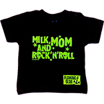 T-shirt milk mom and rock'n roll noir et vert,