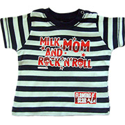 T-shirt Milk, Mom & Rock n'roll rayures bleues.